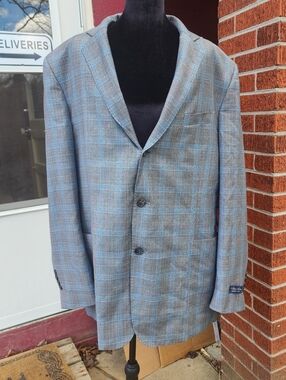 2 Brooks Brothers Reda Italy Wool Regent Fit Gray-Blue Sport Coat 46L Blazer